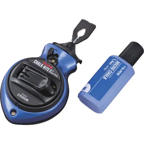 Chalk-Rite II 100 Ft. Ultra-Thin Chalk Line Reel and Chalk, Blue Chalk-Rite II 100 Ft. Ultra-Thin Chalk Line Reel and Chalk, Blue