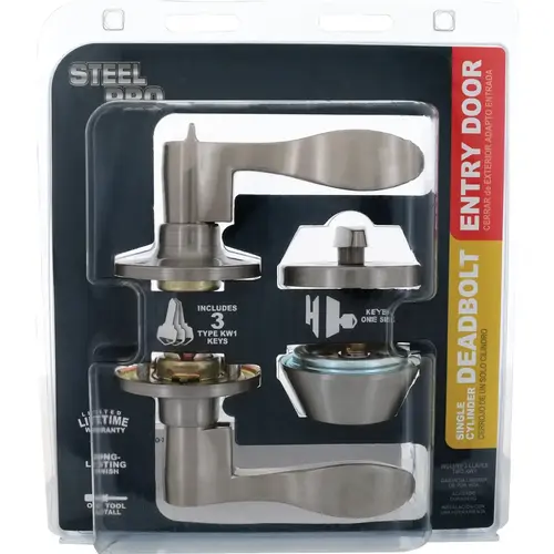 Brushed Nickel Single Cylinder Deadbolt and Lever Combo Brushed Nickel Single Cylinder Deadbolt and Lever Combo
