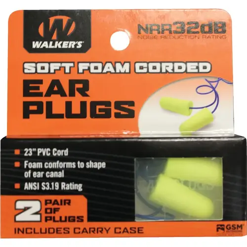 Soft Foam Corded Neon Yellow Ear Plugs (2-Pair) Soft Foam Corded Neon Yellow Ear Plugs (2-Pair)