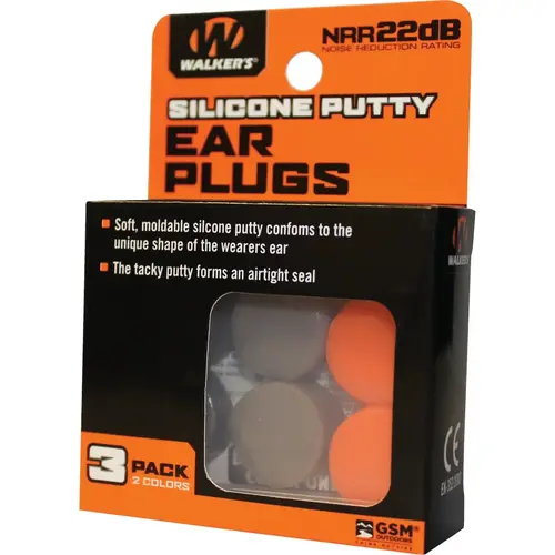 Silicone Putty Orange & Dark Earth Ear Plugs (3-Pair) Silicone Putty Orange & Dark Earth Ear Plugs (3-Pair)