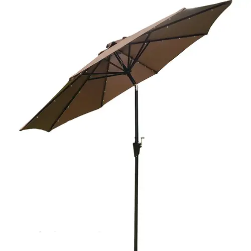 9 Ft. Aluminum Tilt/Crank Brown Patio Umbrella with Solar LED Lights 9 Ft. Aluminum Tilt/Crank Brown Patio Umbrella with Solar LED Lights