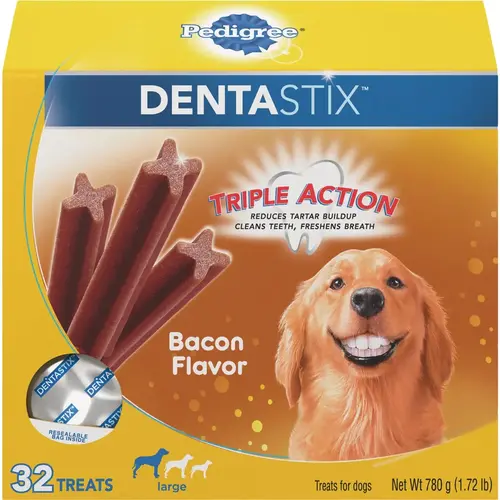 Dentastix Large Dog Bacon Flavor Dental Dog Treat - pack of 32 Dentastix Large Dog Bacon Flavor Dental Dog Treat - pack of 32