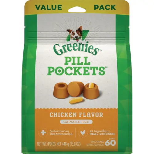 Capsule Pill Pockets Chicken Flavor Chewy Dog Treat - pack of 60 Capsule Pill Pockets Chicken Flavor Chewy Dog Treat - pack of 60
