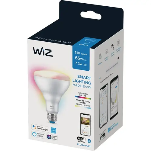 65W Equivalent Color Changing BR30 Medium Indoor Dimmable LED Smart Floodlight Light Bulb 65W Equivalent Color Changing BR30 Medium Indoor Dimmable LED Smart Floodlight Light Bulb