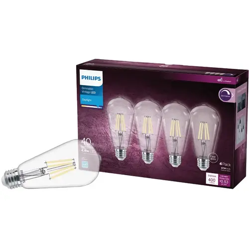 Vintage 40W Equivalent Daylight ST19 Medium LED Decorative Light Bulb - pack of 4 Vintage 40W Equivalent Daylight ST19 Medium LED Decorative Light Bulb - pack of 4