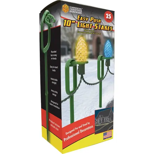 Easy Push 10 In. Light Stakes Green - pack of 25 Easy Push 10 In. Light Stakes Green - pack of 25