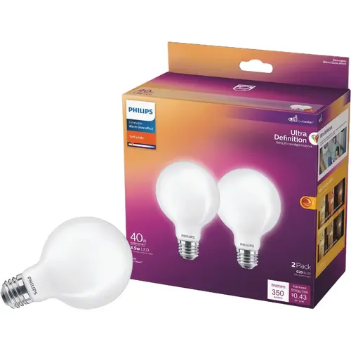 Ultra Definition 40W Equivalent Soft White G25 Medium LED Decorative Light Bulb - pack of 2 Ultra Definition 40W Equivalent Soft White G25 Medium LED Decorative Light Bulb - pack of 2