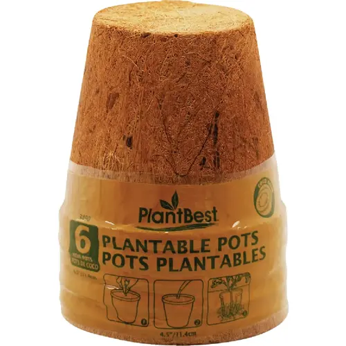 4.5 In. Coconut Coir Plantable Pot - pack of 6 4.5 In. Coconut Coir Plantable Pot - pack of 6