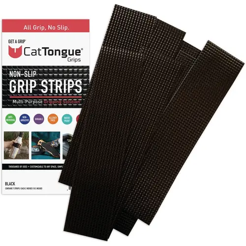 Gription 2 In. W. x 8 In. L. Black Non-Abrasive Anti-Slip Strips - pack of 7 Gription 2 In. W. x 8 In. L. Black Non-Abrasive Anti-Slip Strips - pack of 7