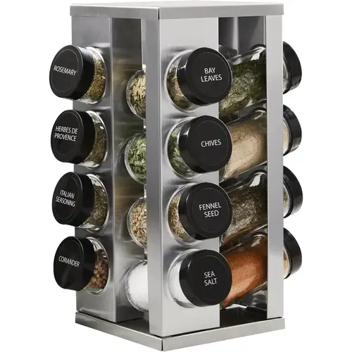 Heritage 16-Jar Stainless Steel Revolving Countertop Spice Rack Silver Heritage 16-Jar Stainless Steel Revolving Countertop Spice Rack Silver