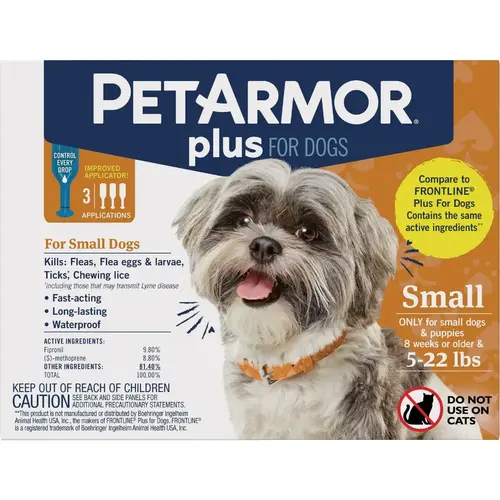 Plus For Dogs 5 to 22 Lb. Flea & Tick Topical Treatment - pack of 3 Plus For Dogs 5 to 22 Lb. Flea & Tick Topical Treatment - pack of 3