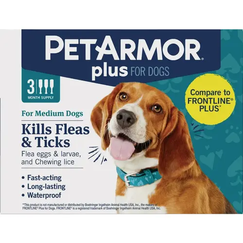 Plus For Dogs 22 to 44 Lb. Flea & Tick Topical Treatment - pack of 3 Plus For Dogs 22 to 44 Lb. Flea & Tick Topical Treatment - pack of 3