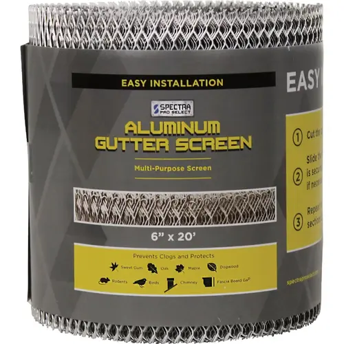 6 In. x 20 Ft. Universal Aluminum Gutter Screen Mill Finish 6 In. x 20 Ft. Universal Aluminum Gutter Screen Mill Finish