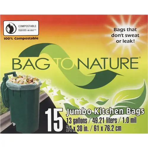 Bag-To-Nature 13 Gal. Compostable Green Trash Bag (15-Count) Bag-To-Nature 13 Gal. Compostable Green Trash Bag (15-Count)