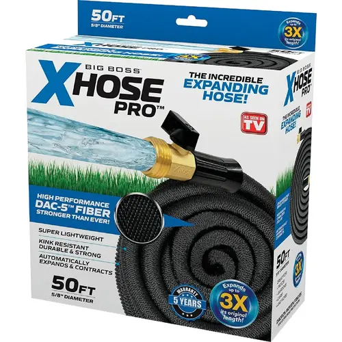 XHose Pro 5/8 In. Dia. x 50 Ft. L. Expandable Hose Black XHose Pro 5/8 In. Dia. x 50 Ft. L. Expandable Hose Black