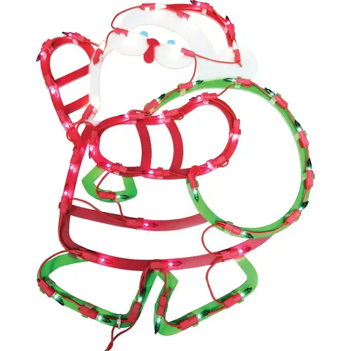 17.5 In. Pre-Lit Waving Santa Plaque with 43 Lights 17.5 In. Pre-Lit Waving Santa Plaque with 43 Lights