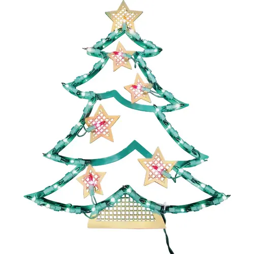 18 In. Pre-Lit Christmas Tree Plaque with 43 Lights 18 In. Pre-Lit Christmas Tree Plaque with 43 Lights