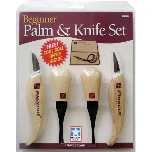 4-Piece Beginner Palm & Knife Carving Tool Set 4-Piece Beginner Palm & Knife Carving Tool Set