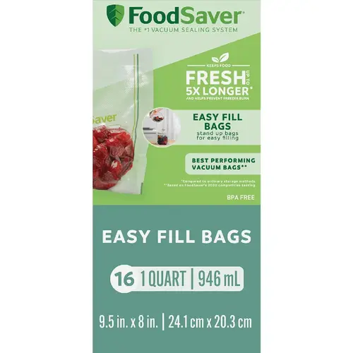 Easy Fill Qt. Vacuum Sealer Bags (16-Count) Easy Fill Qt. Vacuum Sealer Bags (16-Count)