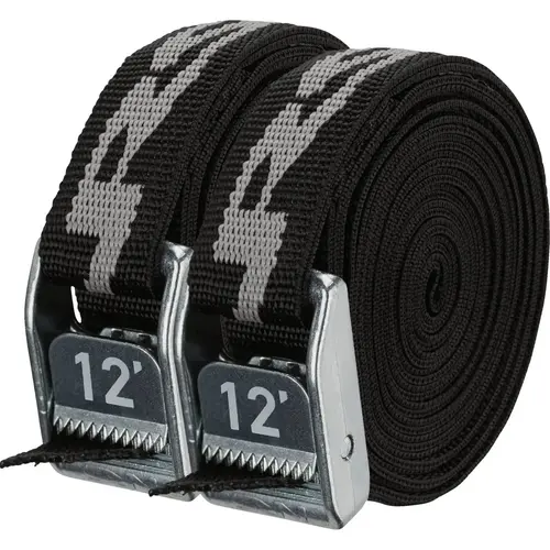 1 In. x 12 Ft. Stealth Black Heavy Duty Tie-Down Strap - pack of 2 1 In. x 12 Ft. Stealth Black Heavy Duty Tie-Down Strap - pack of 2