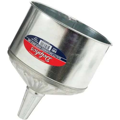 Heavy-Duty 8 Qt. Galvanized Steel Funnel with Center Spout Metal Heavy-Duty 8 Qt. Galvanized Steel Funnel with Center Spout Metal