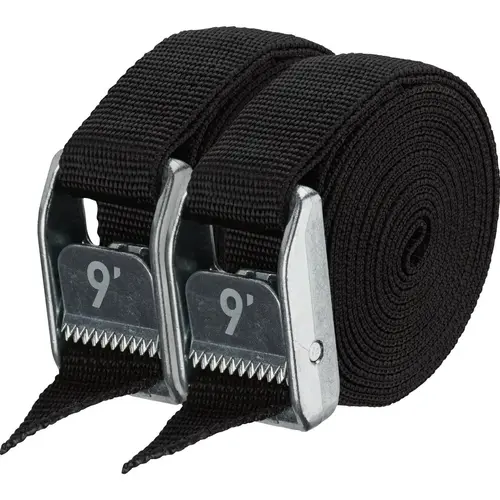 1 In. x 9 Ft. Stealth Black Heavy Duty Tie-Down Strap - pack of 2 1 In. x 9 Ft. Stealth Black Heavy Duty Tie-Down Strap - pack of 2