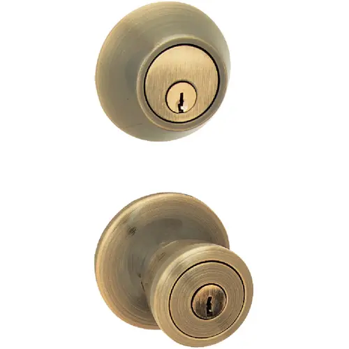 Antique Brass Deadbolt and Door Knob Combo Antique Brass Deadbolt and Door Knob Combo