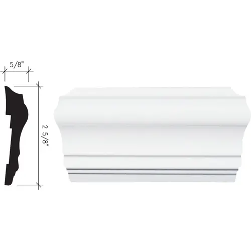 5/8 In. x 2-5/8 In. x 8 Ft. Crystal White Polystyrene Chair Rail Molding 5/8 In. x 2-5/8 In. x 8 Ft. Crystal White Polystyrene Chair Rail Molding