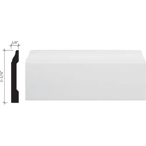 3/8 In. W. x 3-3/16 In. H. x 8 Ft. L. Crystal White Polystyrene Colonial Base Molding 3/8 In. W. x 3-3/16 In. H. x 8 Ft. L. Crystal White Polystyrene Colonial Base Molding