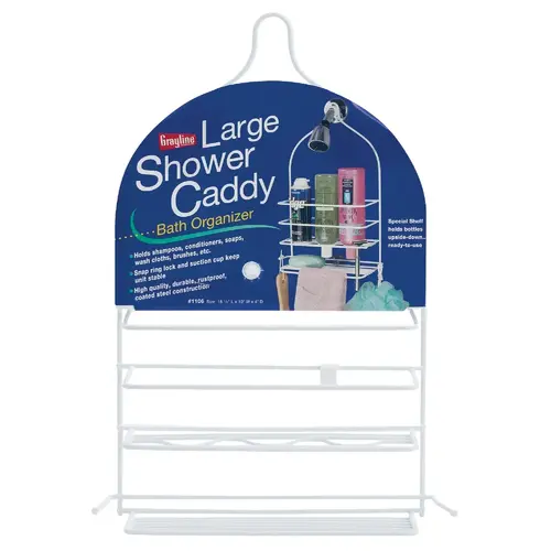 10 In. x 16-1/2 In. x 4 In. Large Shower Caddy White 10 In. x 16-1/2 In. x 4 In. Large Shower Caddy White