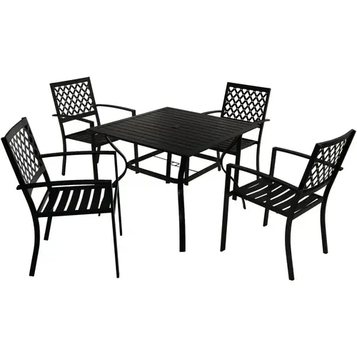 5-Piece Black Slat Dining Set 5-Piece Black Slat Dining Set