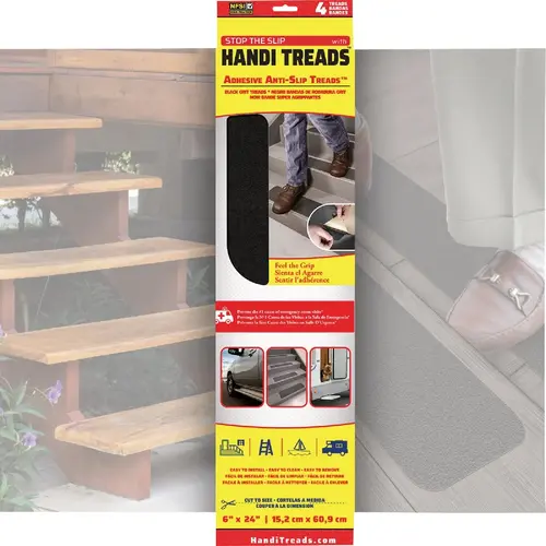Stop The Slip 6 In. W. x 24 In. L. Black Non-Slip Grit Treads - pack of 4 Stop The Slip 6 In. W. x 24 In. L. Black Non-Slip Grit Treads - pack of 4