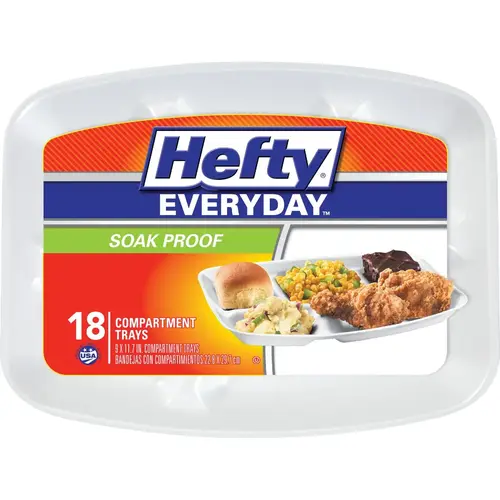 Everyday 11.7 In. x 9 In. Compartment Foam Plate (18-Count) Everyday 11.7 In. x 9 In. Compartment Foam Plate (18-Count)