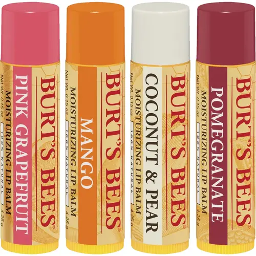 Super Fruit Pink Grapefruit, Mango, Coconut & Pear and Pomegranate Lip Balm - pack of 4 Super Fruit Pink Grapefruit, Mango, Coconut & Pear and Pomegranate Lip Balm - pack of 4