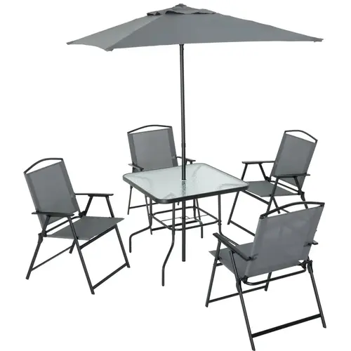 6-Piece Sling Dining Set with Umbrella 6-Piece Sling Dining Set with Umbrella
