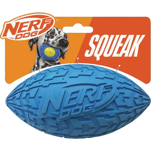 6 In. Rubber Tire Squeak Football Blue 6 In. Rubber Tire Squeak Football Blue