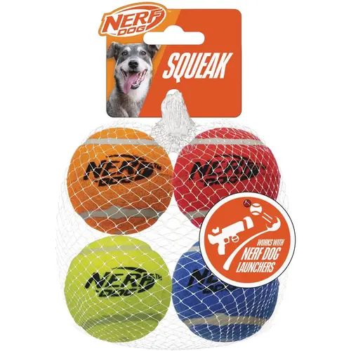 2.5 In. Squeak Tennis Ball Multicolor - pack of 4 2.5 In. Squeak Tennis Ball Multicolor - pack of 4