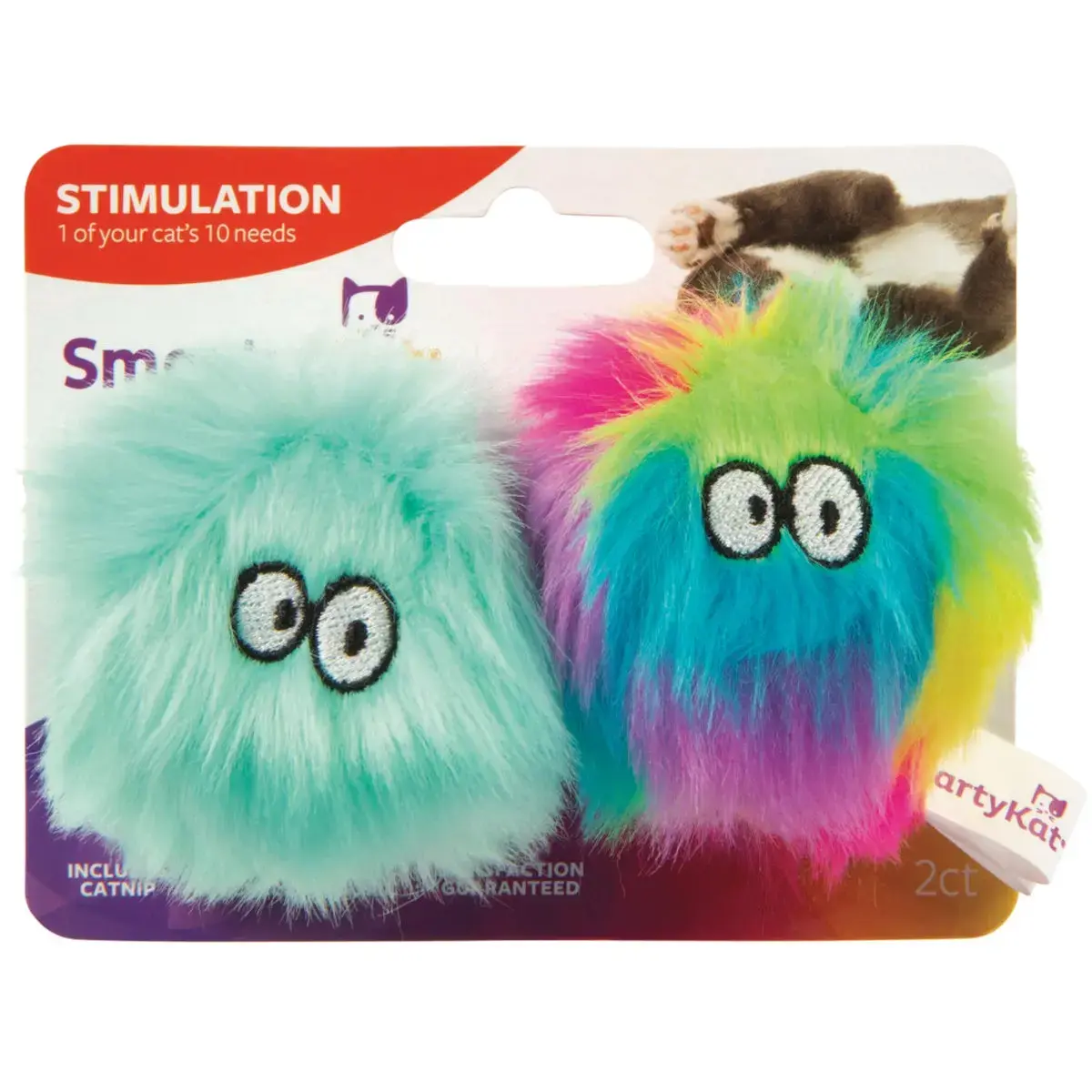 SmartyKat Fuzzy Friends Plush Catnip Ball Cat Toy - pack of 2 09123-99997-024