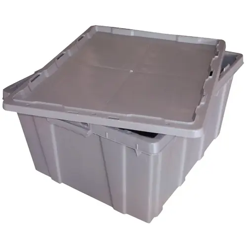 24 In. x 20 In. x 12 In. Gray Plastic Storage Tote 24 In. x 20 In. x 12 In. Gray Plastic Storage Tote