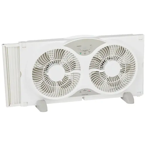 9 In. 3-Speed Reversible Twin Window Fan with Thermostat & Remote Control White 9 In. 3-Speed Reversible Twin Window Fan with Thermostat & Remote Control White