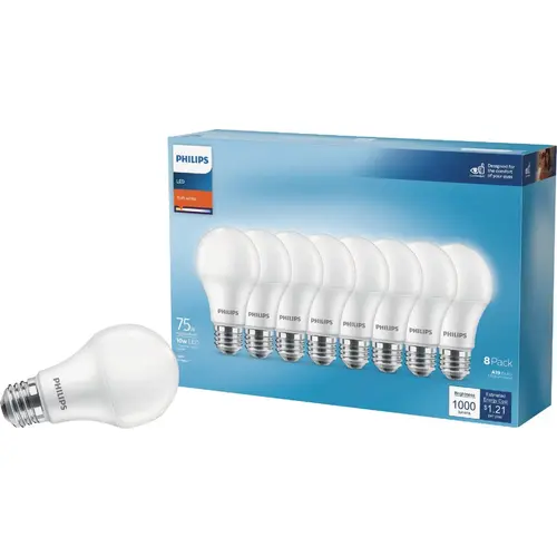75W Equivalent Soft White A19 Medium LED Light Bulb - pack of 8 75W Equivalent Soft White A19 Medium LED Light Bulb - pack of 8