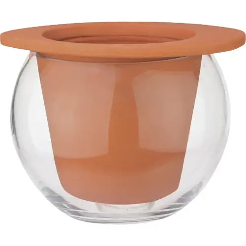 7.35 In. Terracotta & Glass Self-Watering Planter 7.35 In. Terracotta & Glass Self-Watering Planter