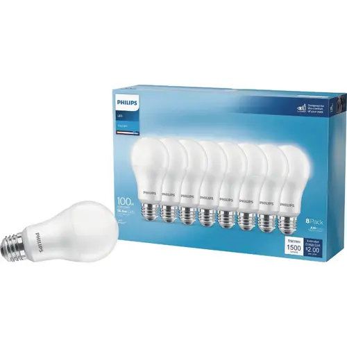 100W Equivalent Daylight A19 Medium LED Light Bulb - pack of 8 100W Equivalent Daylight A19 Medium LED Light Bulb - pack of 8