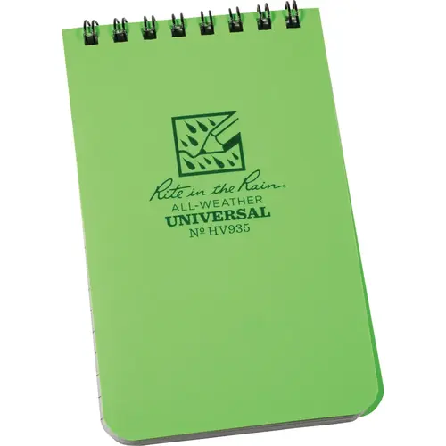 3 In. x 5 In. 50-Sheet Top Spiral Hi Vis Green Notebook 3 In. x 5 In. 50-Sheet Top Spiral Hi Vis Green Notebook