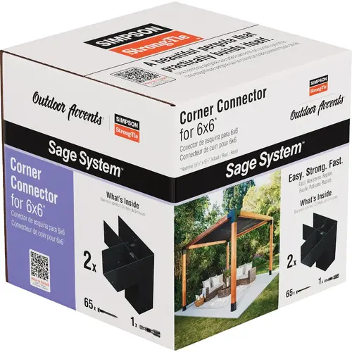 Outdoor Accents Sage System Black Powder-Coated Corner Connector for 6x6 with Screws (2-Pack) Outdoor Accents Sage System Black Powder-Coated Corner Connector for 6x6 with Screws (2-Pack)