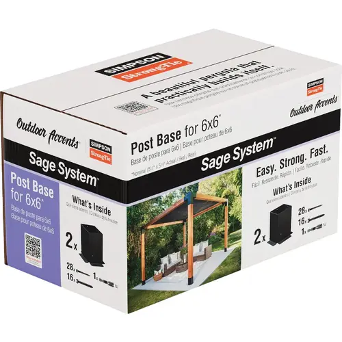 Outdoor Accents Sage System Black Powder-Coated Post Base for 6x6 with Screws (2-Pack) Outdoor Accents Sage System Black Powder-Coated Post Base for 6x6 with Screws (2-Pack)