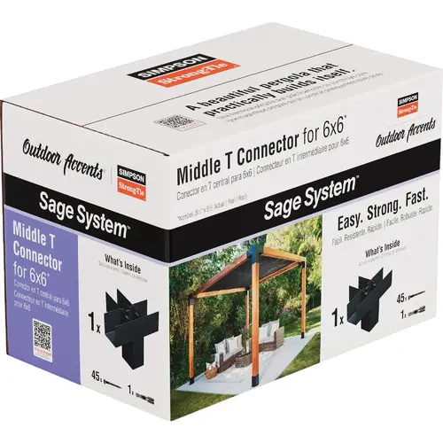 Outdoor Accents Sage System Black Powder-Coated Middle-T Connector for 6x6 with Screws Outdoor Accents Sage System Black Powder-Coated Middle-T Connector for 6x6 with Screws