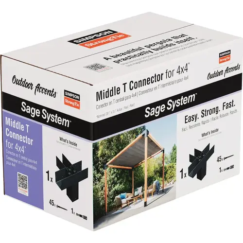 Outdoor Accents Sage System Black Powder-Coated Middle-T Connector for 4x4 with Screws Outdoor Accents Sage System Black Powder-Coated Middle-T Connector for 4x4 with Screws