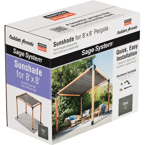 Outdoor Accents Sage System Sunshade for 8 Ft. x 8 Ft. Pergola, Gray Outdoor Accents Sage System Sunshade for 8 Ft. x 8 Ft. Pergola, Gray