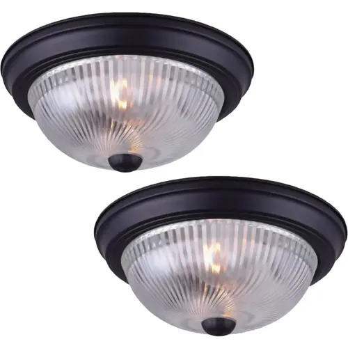 11 In. Black Flush Mount Fixture with Clear Glass (2-Pack) 11 In. Black Flush Mount Fixture with Clear Glass (2-Pack)